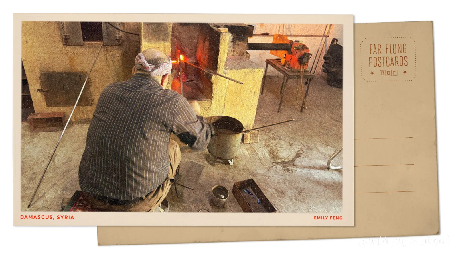 سازنده شیشه در دمشق در گرمای 100 درجه کار میکند